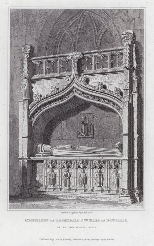 Pomnik Archibalda 5. hrabiego Douglass, w kościele Douglass (rycina) autorstwa Edward Blore