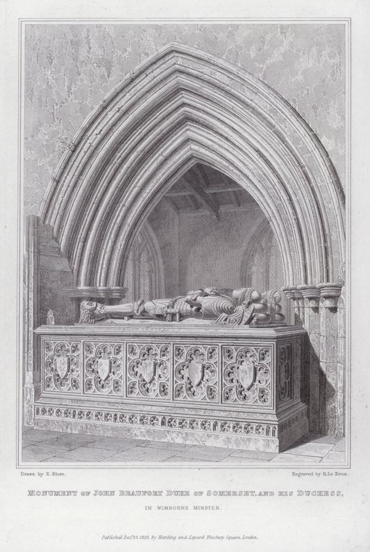 Pomnik Jana Beauforta, księcia Somerset, i jego księżnej, w Wimborne Minster (rycina) autorstwa Edward Blore