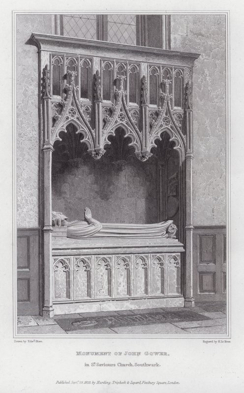 Pomnik Jana Gowera w kościele St Saviors, Southwark (rycina) autorstwa Edward Blore