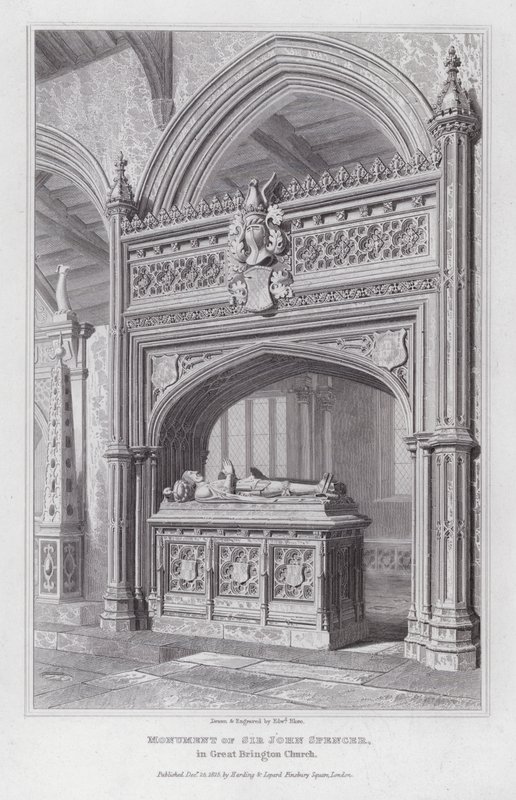 Pomnik Sir Johna Spencera, w kościele w Great Brington (rycina) autorstwa Edward Blore