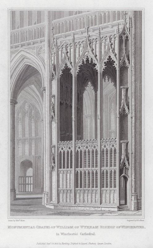 Monumentalna kaplica Wilhelma z Wykham biskupa Winchester, w katedrze w Winchester (rycina) autorstwa Edward Blore