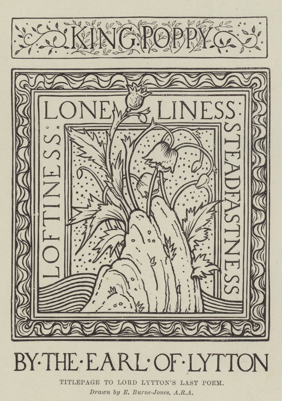 Strona tytułowa ostatniego wiersza Lorda Lyttona autorstwa Edward Burne Jones
