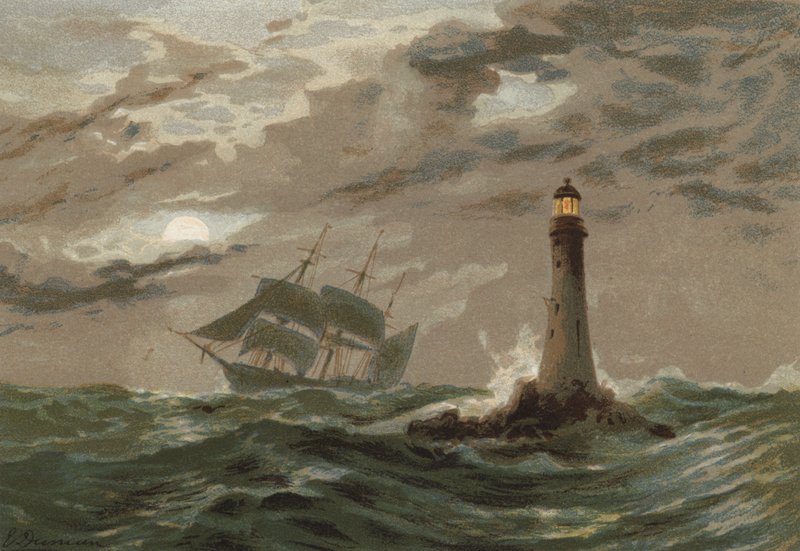 Światło księżyca, latarnia Eddystone autorstwa Edward Duncan
