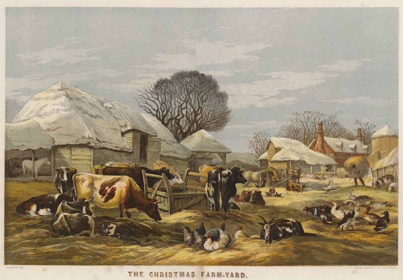 Świąteczne podwórko (chromolitho) autorstwa Edward Duncan
