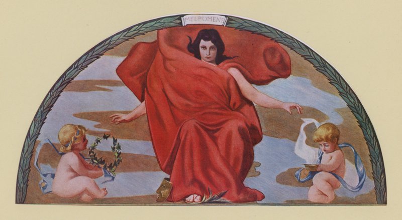 Melpomene, muza tragedii (kolorowa litografia) autorstwa Edward Emerson Simmons