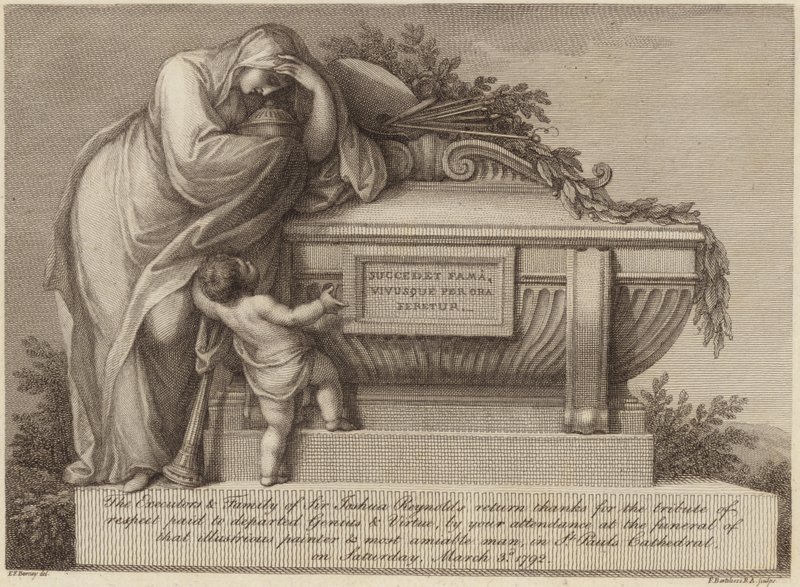 Bilet pogrzebowy Sir Joshuy Reynoldsa autorstwa Edward Francis Burney