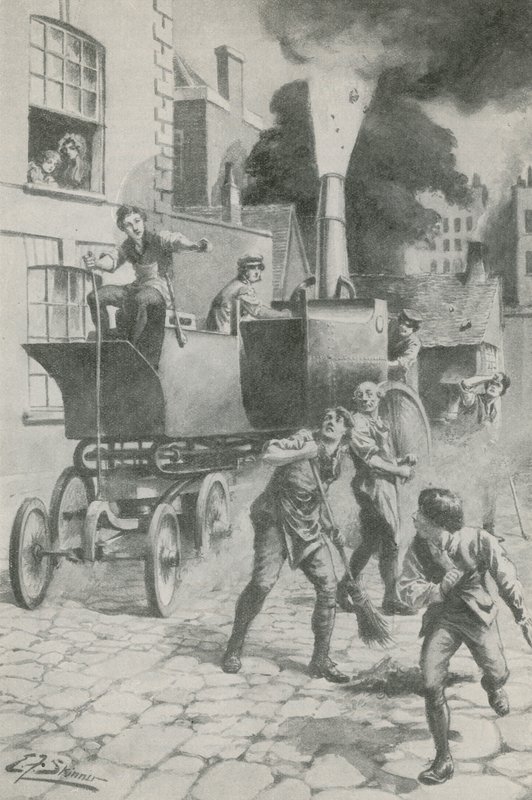 Gurney i jego wspaniały silnik (litografia) autorstwa Edward Frederick Skinner