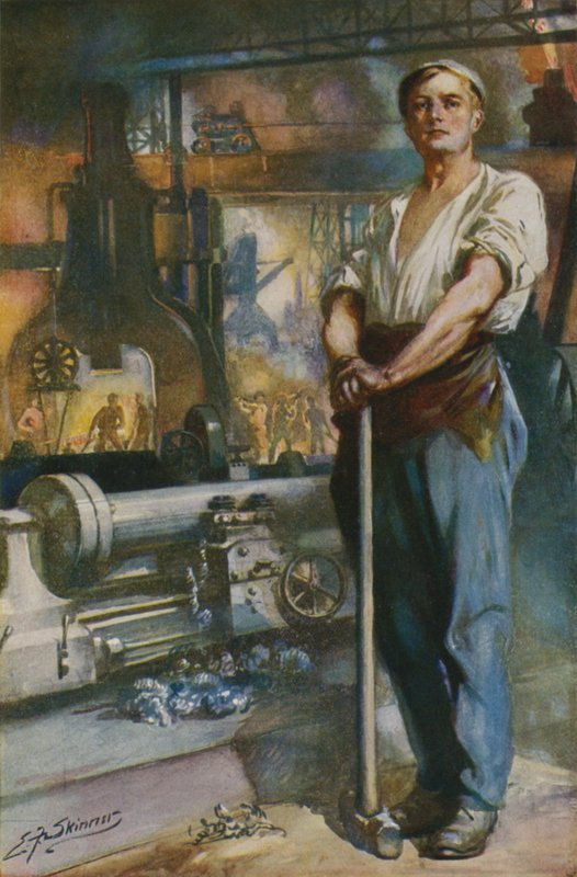 Silny człowiek ery maszyn (kolorowa litografia) autorstwa Edward Frederick Skinner