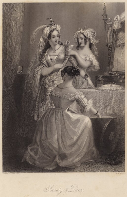 Piękno i sukienka (grawerowanie) autorstwa Edward Henry (after) Corbould