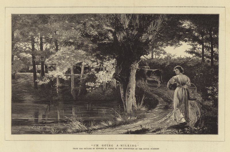 Idę do dojenia grawerowania autorstwa Edward Henry Fahey