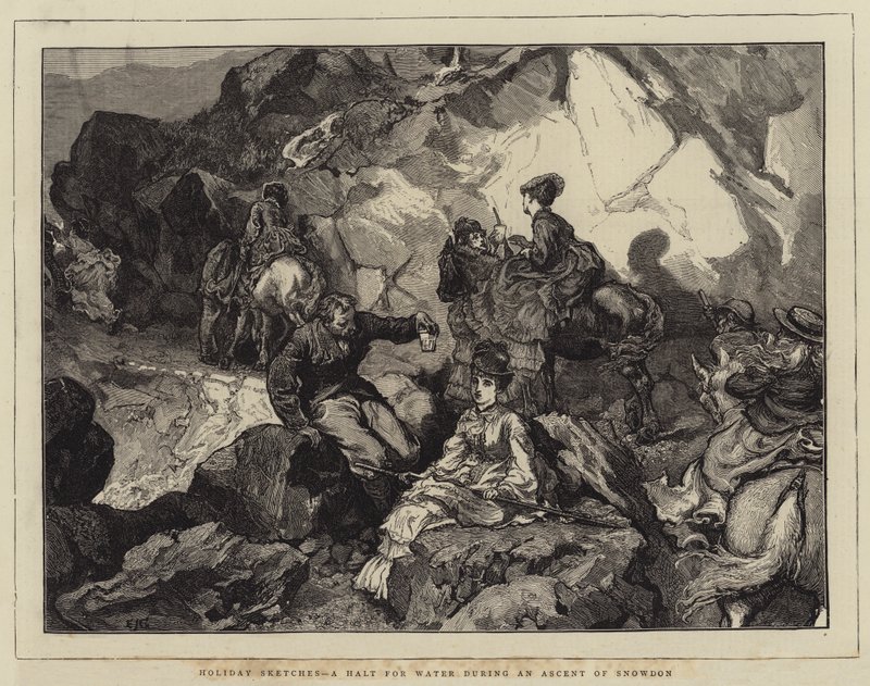 Świąteczne szkice, postój po wodę podczas wspinaczki na Snowdon autorstwa Edward John Gregory