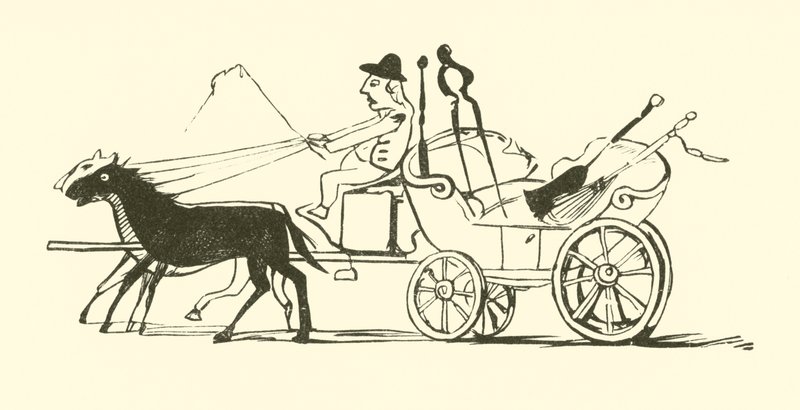 Miotła, łopata, poker i szczypce (grawerowanie) autorstwa Edward Lear