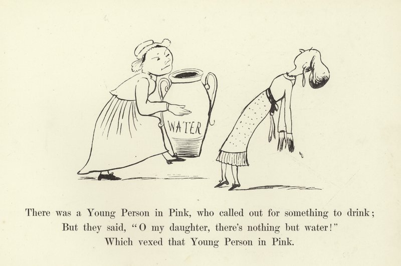 Była Młoda Osoba w Różowym, która wołała o coś do picia autorstwa Edward Lear