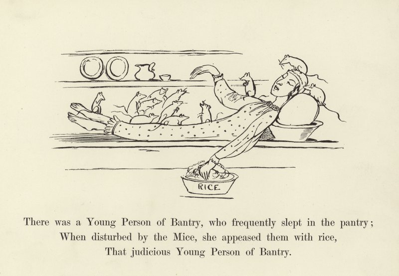 Była tam młoda osoba z Bantry, która często spała w spiżarni autorstwa Edward Lear