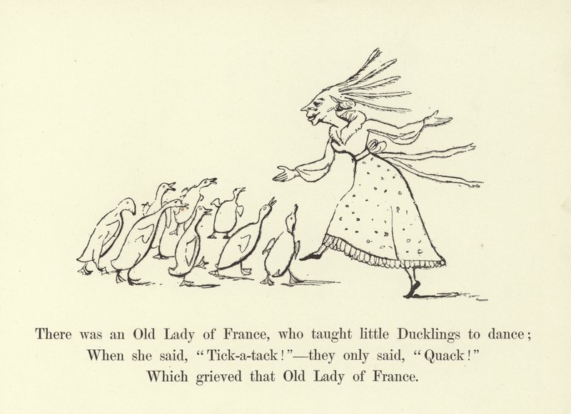 Była tam Stara Dama z Francji, która uczyła tańczyć małe kaczątka autorstwa Edward Lear