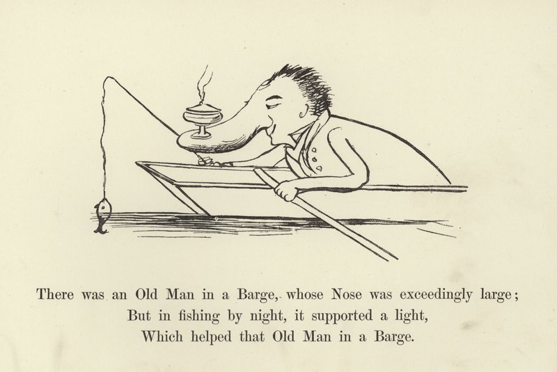 Był tam starzec na barce, którego nos był niezmiernie duży autorstwa Edward Lear