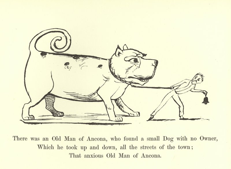 Był tam stary człowiek z Ankony, który znalazł małego psa bez właściciela autorstwa Edward Lear