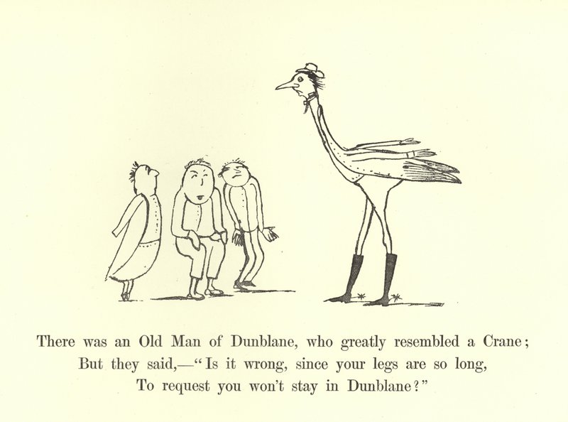 Był tam Stary Człowiek z Dunblane, który bardzo przypominał Żurawia autorstwa Edward Lear