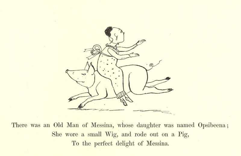 Był Stary Człowiek z Mesyny, którego córka nazywała się Opsibeena autorstwa Edward Lear