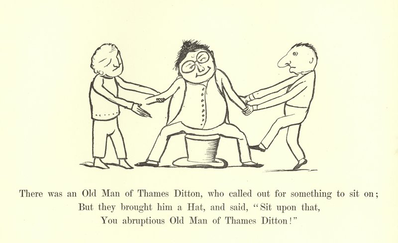 Był tam stary człowiek z Tamizy Ditton, który wołał o coś do siedzenia autorstwa Edward Lear