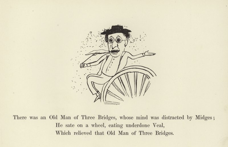 Był tam Stary Człowiek z Trzech Mostów, którego umysł był rozproszony przez Midges autorstwa Edward Lear