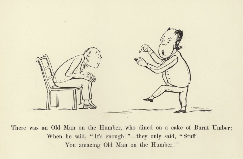 Był sobie staruszek na Humberze, który jadł ciasto z Burnt Umber. autorstwa Edward Lear