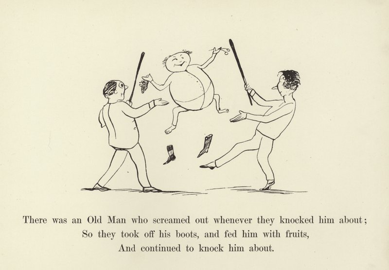 Był tam Stary Człowiek, który krzyczał, ilekroć go pukali autorstwa Edward Lear