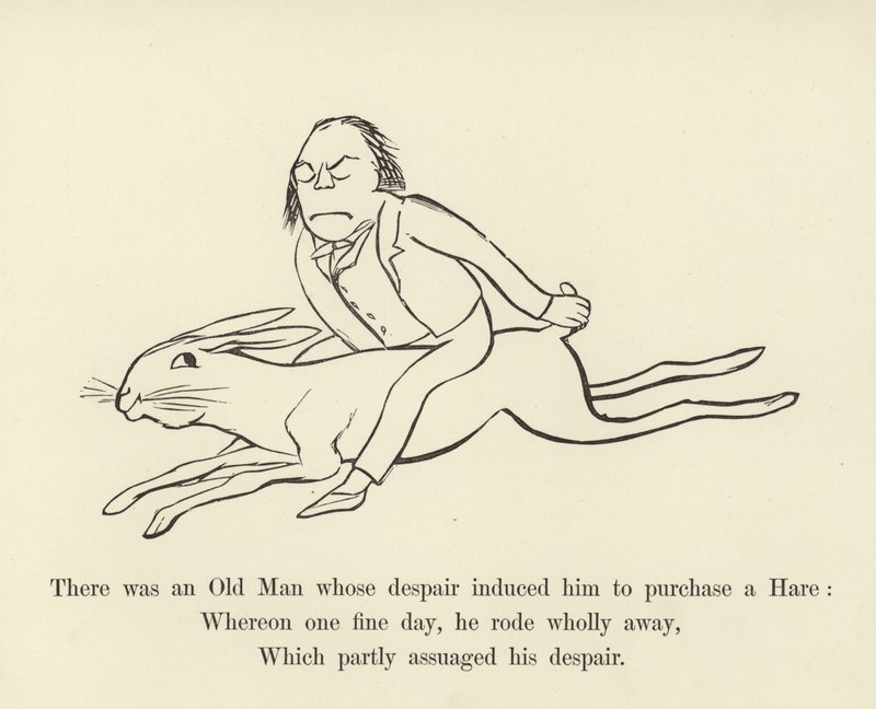 Był tam Stary Człowiek, którego rozpacz skłoniła go do zakupu Zająca autorstwa Edward Lear
