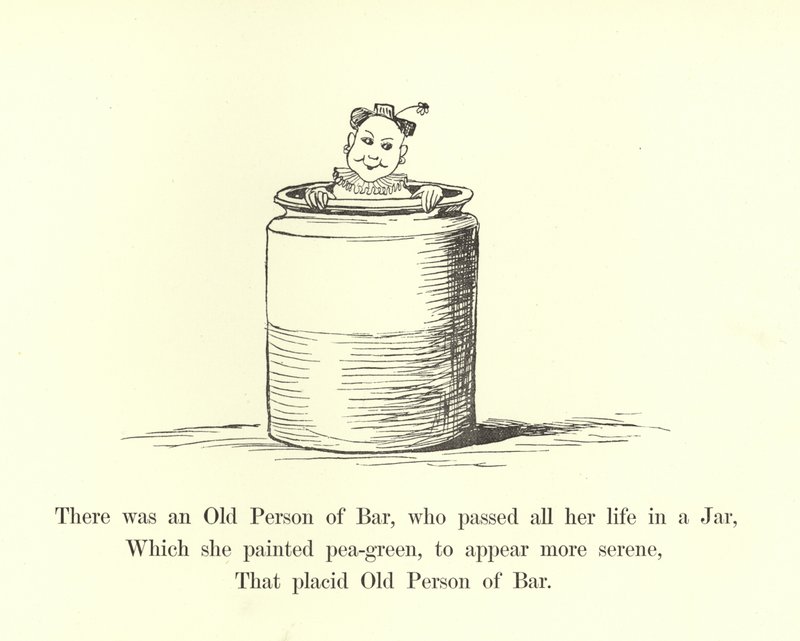 Była tam Stara Osoba z Bar, która całe życie spędziła w Jar autorstwa Edward Lear