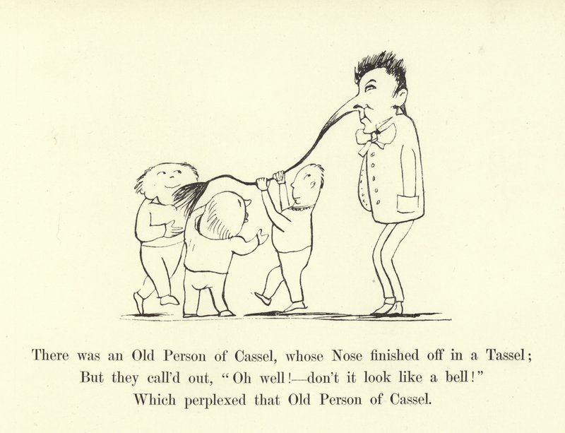Była tam Stara Osoba z Cassel, której Nos wykończył się w Tassel autorstwa Edward Lear