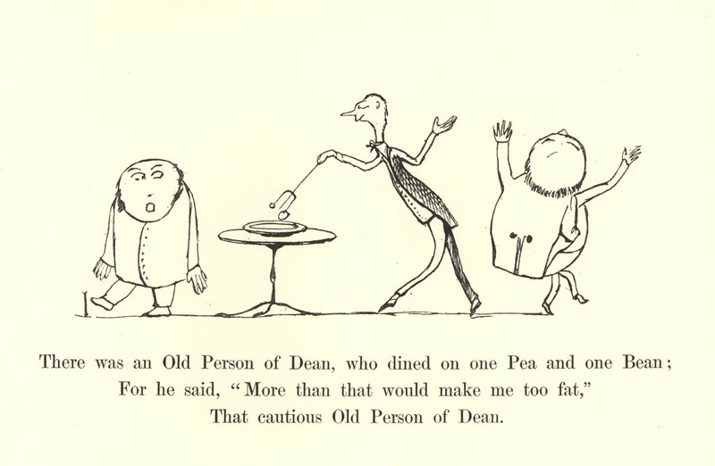 Była tam Stara Osoba Deana, która jadła jeden groszek i jedną fasolę autorstwa Edward Lear