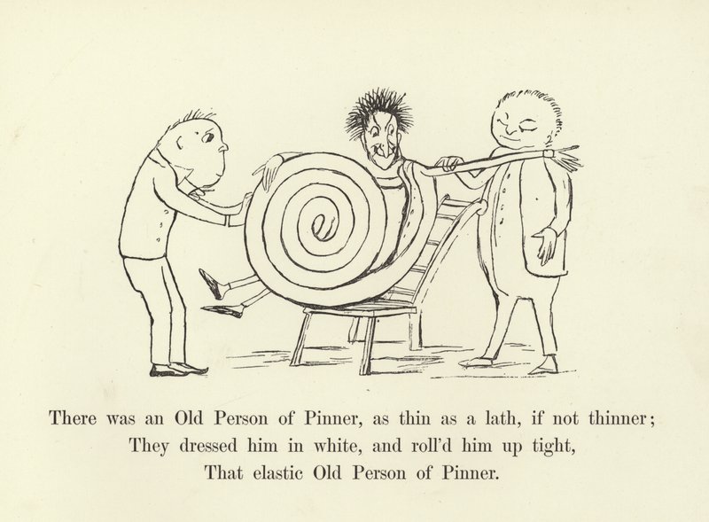 Była tam Stara Osoba Pinnera, chuda jak listwa, jeśli nie cieńsza autorstwa Edward Lear