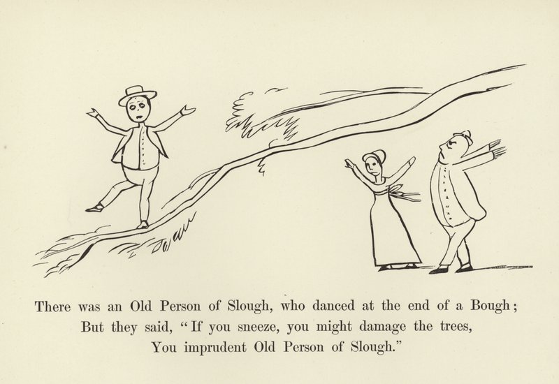 Był sobie stary człowiek ze Slough, który tańczył na końcu konaru autorstwa Edward Lear