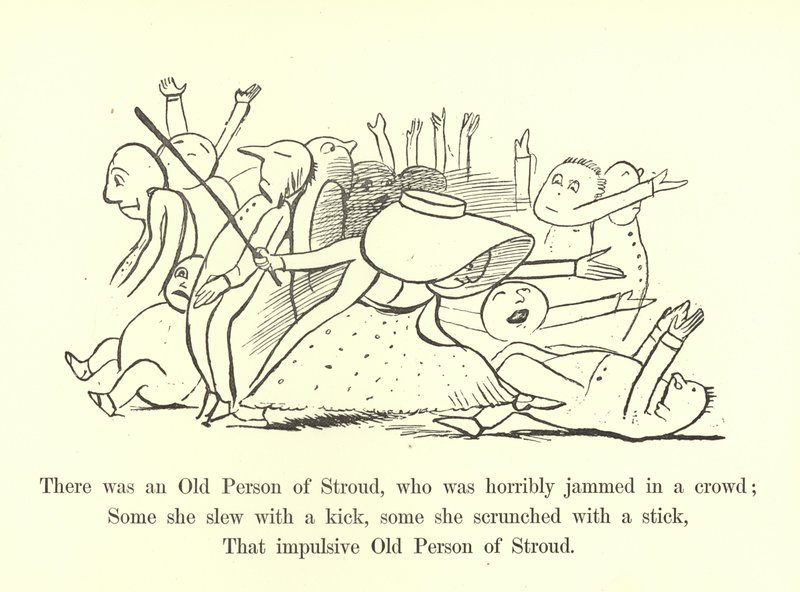 Była tam Stara Osoba z Stroud, która strasznie ugrzęzła w tłumie autorstwa Edward Lear