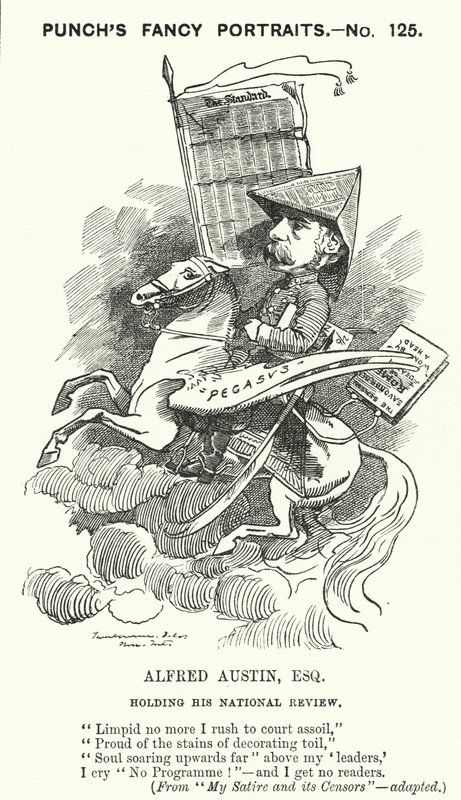 Punch cartoon: Alfred Austin, angielski poeta i redaktor National Review (grafika) autorstwa Edward Linley (after) Sambourne