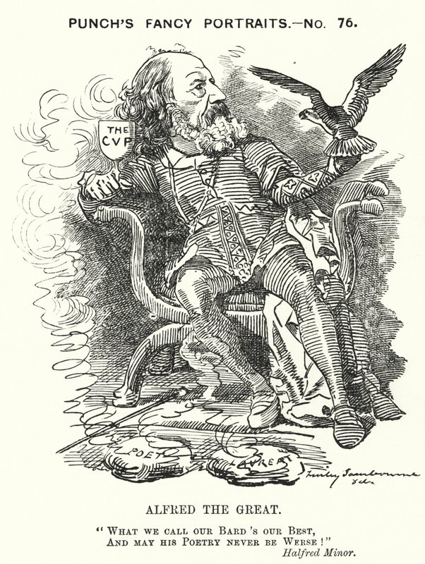 Kreskówka dziurkacza: Alfred, Lord Tennyson, angielski poeta (grafika) autorstwa Edward Linley (after) Sambourne