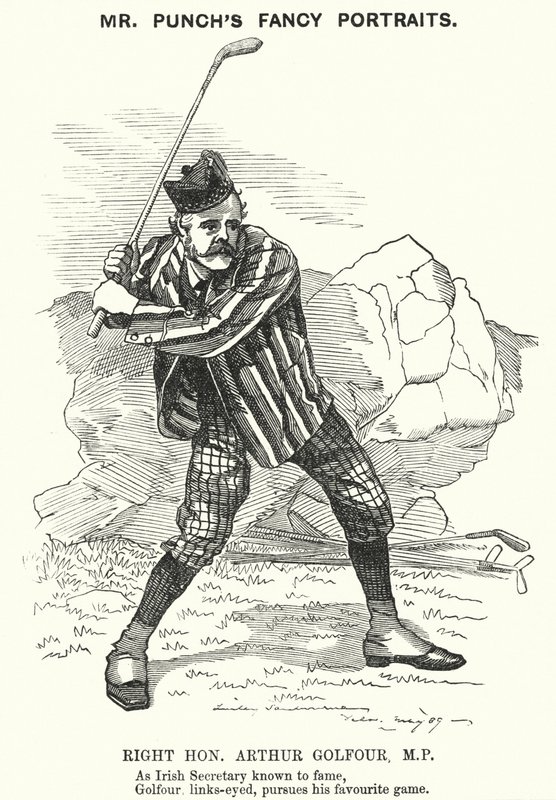 Karykatura: Arthur Balfour, brytyjski konserwatywny polityk i premier (rycina) autorstwa Edward Linley (after) Sambourne