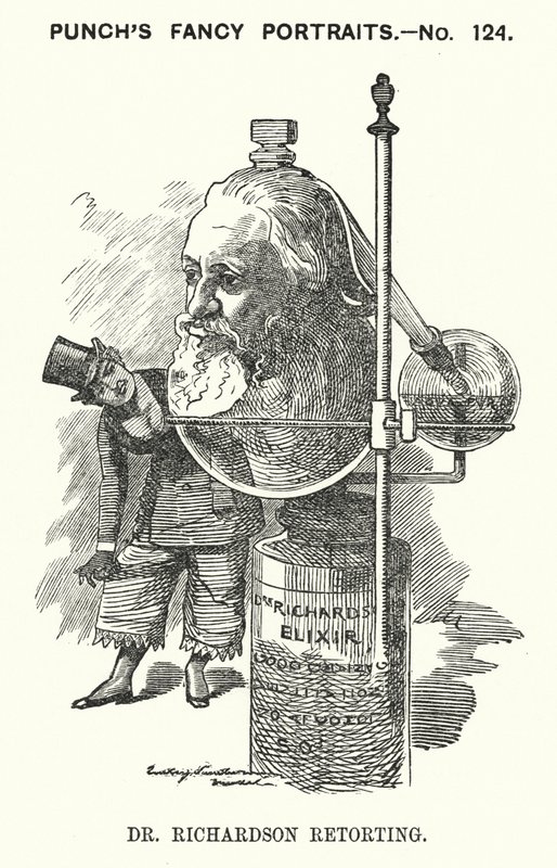 Kreskówka dziurkacza: Benjamin Ward Richardson, angielski lekarz (grafika) autorstwa Edward Linley (after) Sambourne