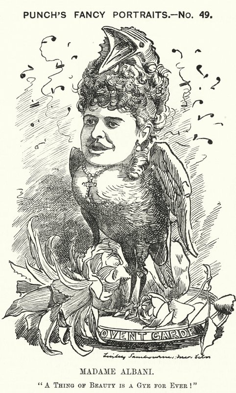 Punch cartoon: Emma Albani, kanadyjska śpiewaczka operowa (grafika) autorstwa Edward Linley (after) Sambourne