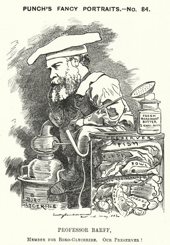 Kreskówka dziurkacza: Frederick Settle Barff, angielski chemik (grafika) autorstwa Edward Linley (after) Sambourne