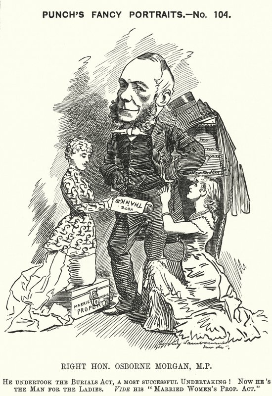 Punch cartoon: George Osborne Morgan, walijski prawnik i polityk liberalny (grafika) autorstwa Edward Linley (after) Sambourne