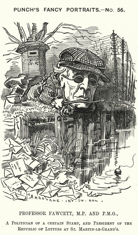 Karykatura dziurkacza: Henry Fawcett, angielski polityk i ekonomista (grafika) autorstwa Edward Linley (after) Sambourne