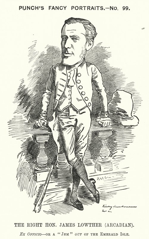 Karykatura: James Lowther, angielski konserwatywny polityk i sportowiec (grafika) autorstwa Edward Linley (after) Sambourne