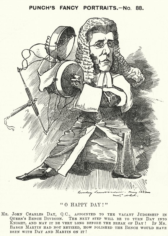 Punch cartoon: John Charles Day, angielski prawnik i sędzia (grafika) autorstwa Edward Linley (after) Sambourne