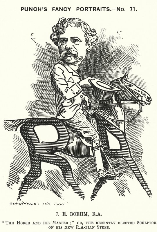 Kreskówka dziurkacza: Joseph Edgar Boehm, angielski rzeźbiarz (grafika) autorstwa Edward Linley (after) Sambourne