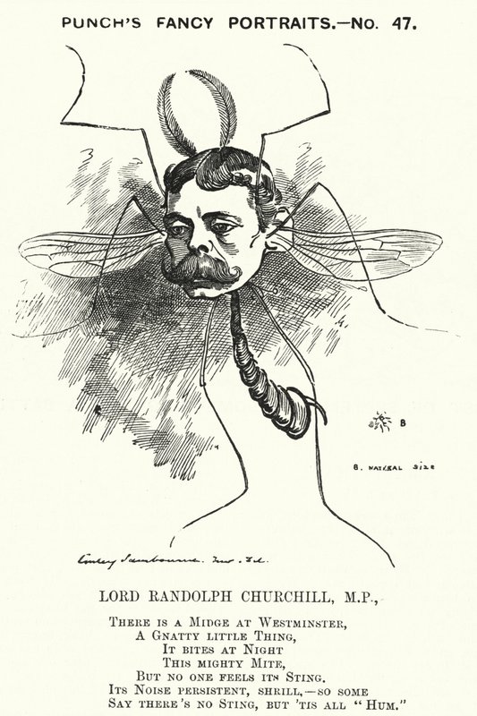 Karykatura: Lord Randolph Churchill, angielski konserwatywny polityk (grafika) autorstwa Edward Linley (after) Sambourne