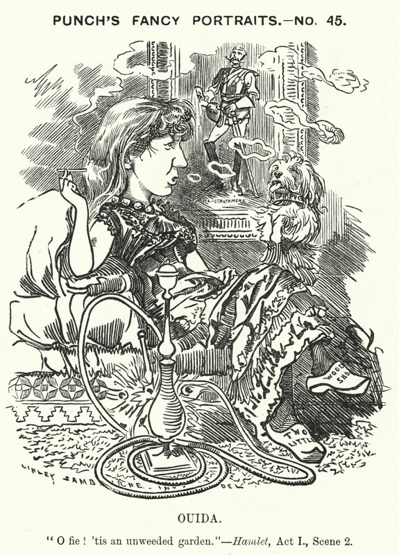Punch cartoon: Ouida (Maria Louise Rame), angielska powieściopisarka (grafika) autorstwa Edward Linley (after) Sambourne