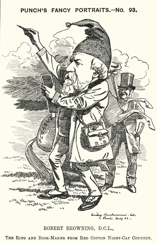 Punch cartoon: Robert Browning, angielski poeta i dramaturg (grafika) autorstwa Edward Linley (after) Sambourne