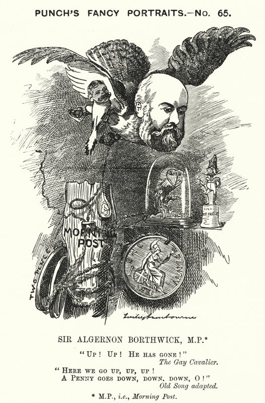 Karykatura: Sir Algernon Borthwick autorstwa Edward Linley (after) Sambourne