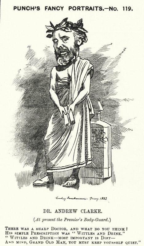 Kreskówka dziurkacza: Sir Andrew Clarke, brytyjski lekarz, lekarz Williama Ewarta Gladstone